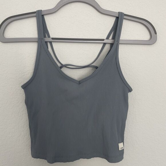 Vuori Tops - Vuori Rib Crop Tank Womens Medium Blue Gray V Neck
